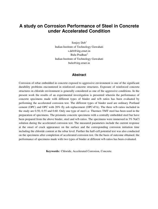 a study on corrosion performance of stee